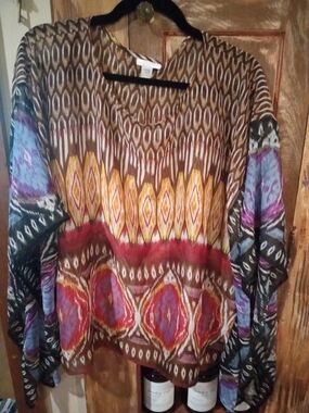 Chico's Brown Multicolor Printed Crop Top